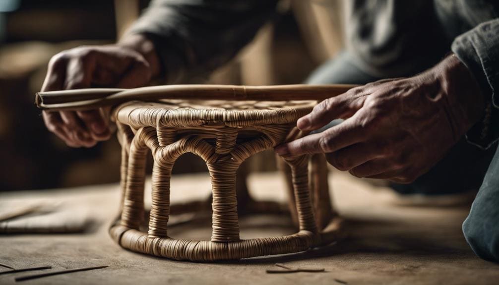 artisan making split cane
