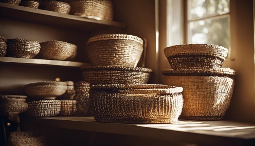 organizing with woven baskets