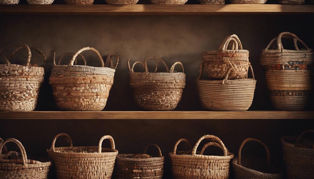 organizing woven baskets neatly