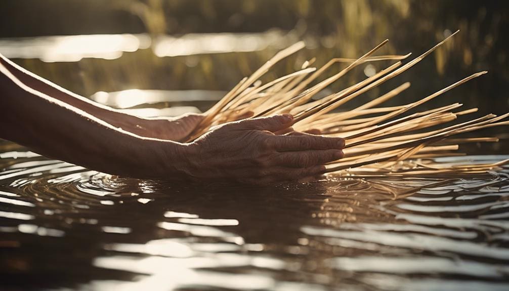 processing rush reeds carefully